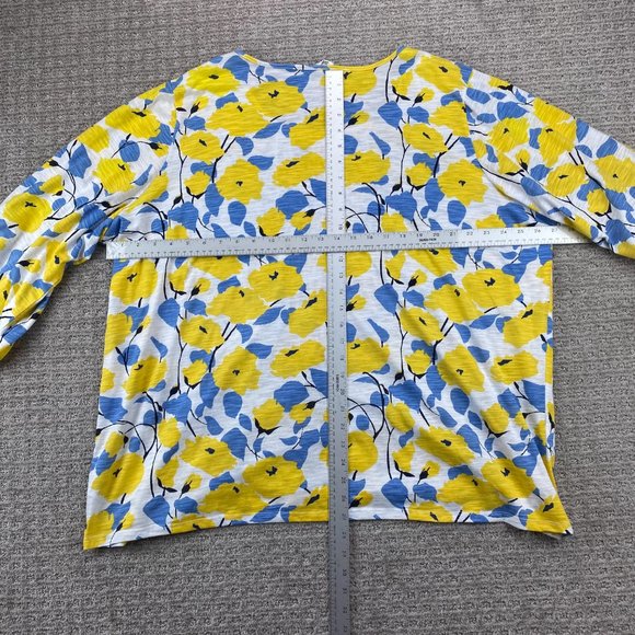 Coastal Grandma Shirt Size 4X Yellow White Blue Floral Blouse DC Jeans Casual - Picture 3 of 8